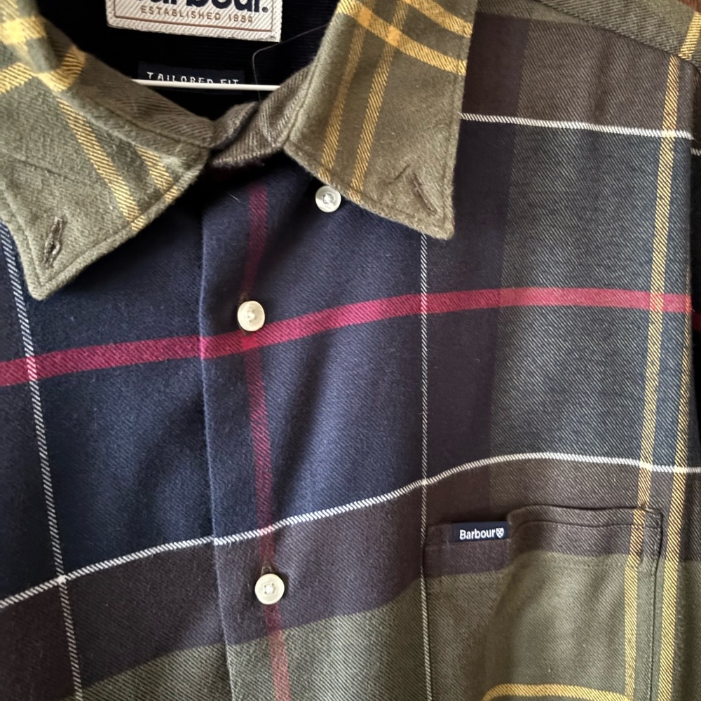 Barbour Green and Red Checkered Shirt